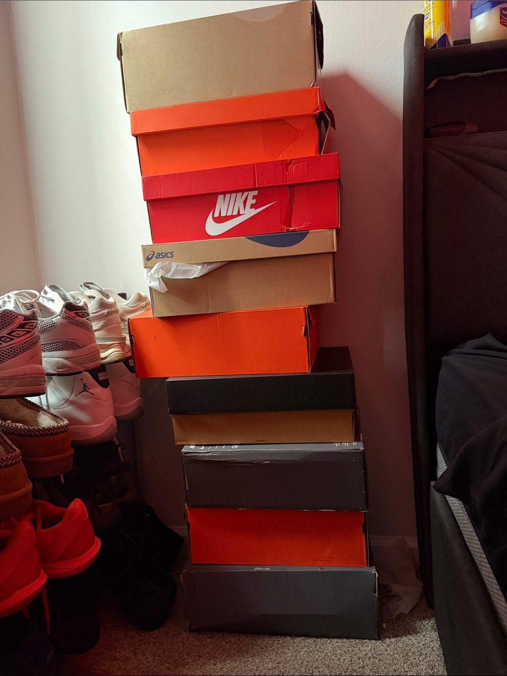Stackable Shoe Storage Boxes - Orange and Brown